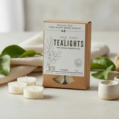 Natura Soylights Soy Wax Tea Light Candles 6-pack – Made in Alberta