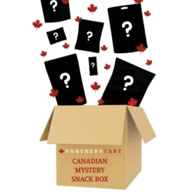 Canadian Mystery Snack Box surprise bundle with multiple size options featuring curated treats from Canadian brands across the country