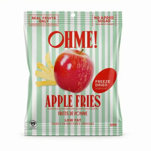 OHME! Foods Freeze-Dried Apple Fries Snack Size bag with crispy apple sticks