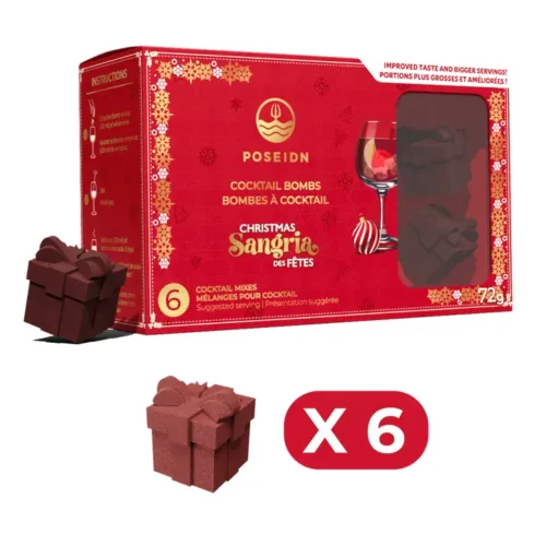 Poseidn Christmas Sangria Cocktail Bombs 6-Pack 95.25g with festive holiday red drink bombs