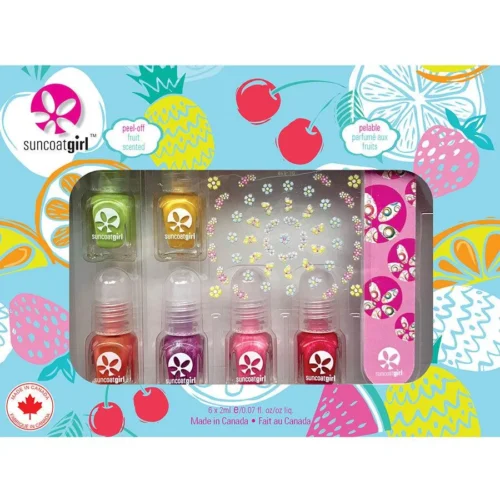 Coffret de vernis à ongles parfumé Suncoat Fresh & Fruity, six mini vernis de 2 ml aux fragrances fruitées, fabriqué en Ontario